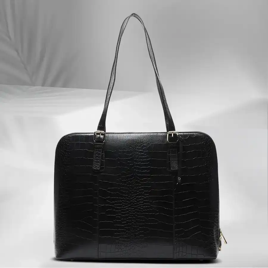 Charcoal Black Elegance Shoulder Bag made of faux leather, perfect for stylish women.