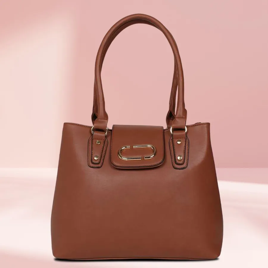 Stylish Dark Brown Shoulder Bag with three-strip design for women.