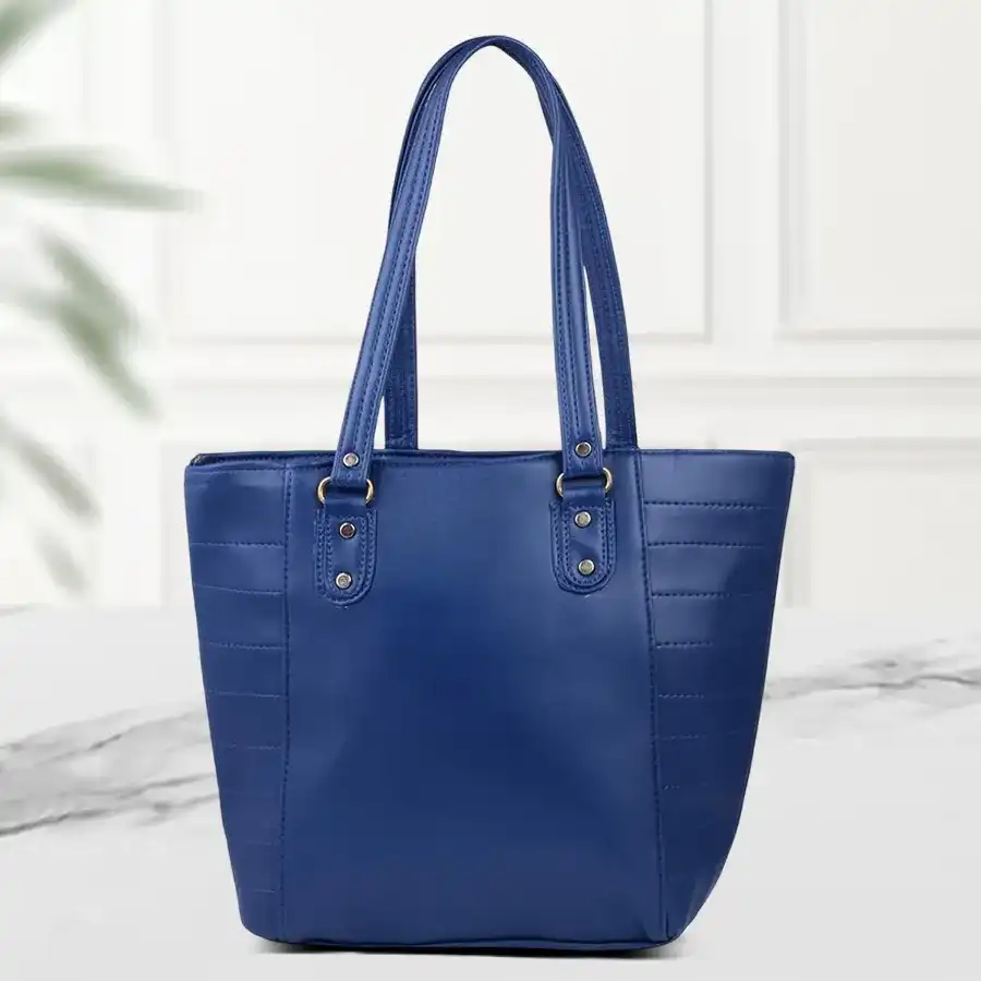 Stylish Chic Blue Shoulder Bag for Women made of faux leather, featuring two chambers and a front zip, perfect for everyday use.