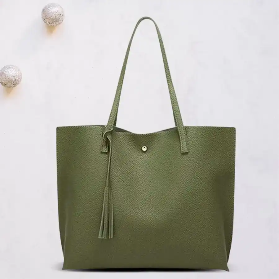 Chic Green Ladies Vanity Bag made of faux leather, perfect for stylish gifting.