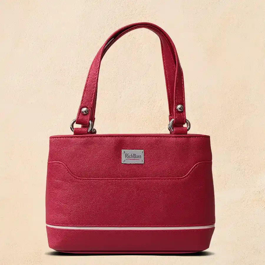 Chic Hot Pink Mini Shoulder Bag with White Border for ladies, featuring two compartments and made from faux leather.