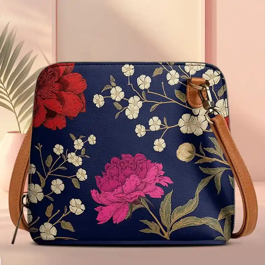 Chic Multi-Colored Sling Bag made from premium faux leather with a trapeze silhouette and zipper closure, perfect for fashion-forward women.