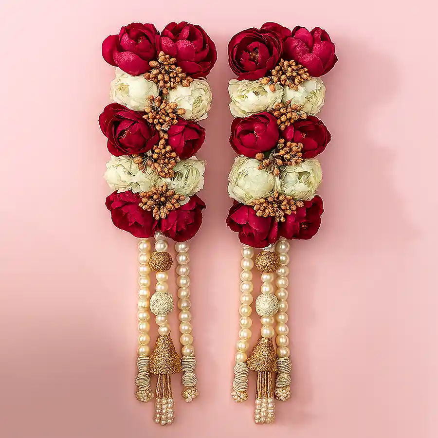 Handcrafted vibrant floral entrance hanging decor for doorways.