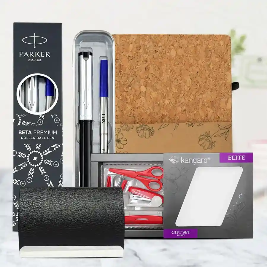 Parker Pen and Desktop Accessories hamper for office productivity.