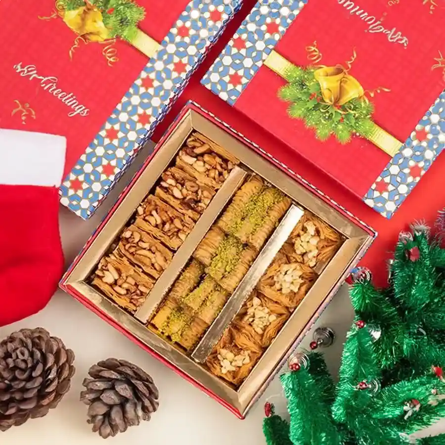 Enchanting Christmas Baklava Medley in elegant packaging.