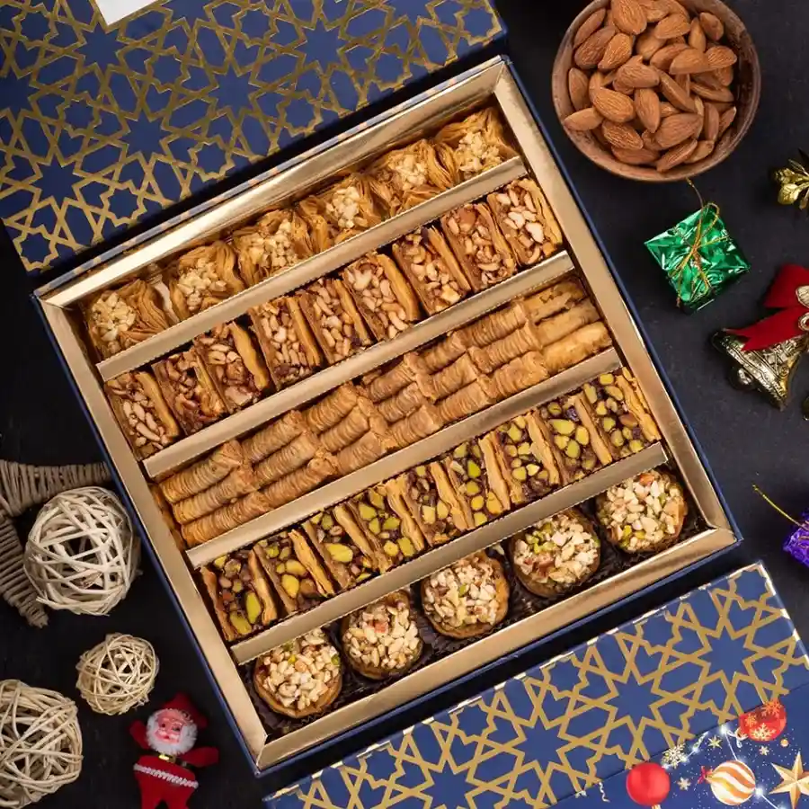 Heavenly Baklava Holiday Gift Box featuring assorted baklava in elegant packaging.