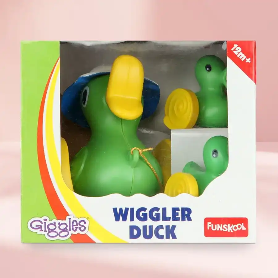Funskool Wiggler Duck Toy designed for toddlers, enhances coordination while providing joy through interactive play.