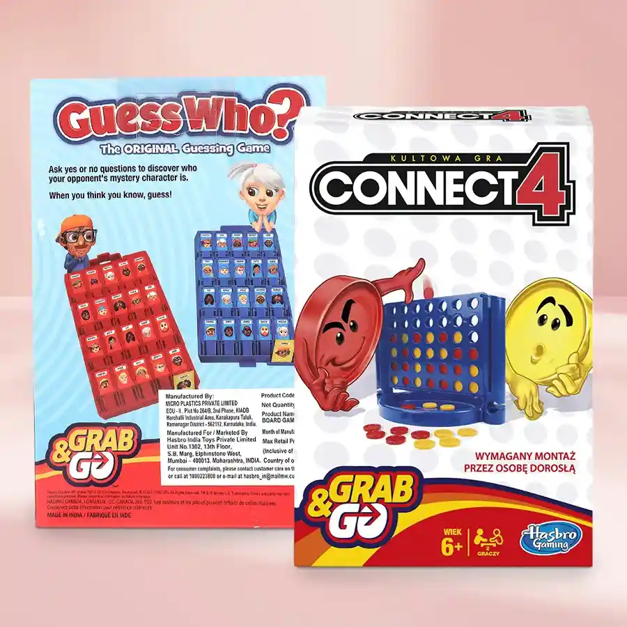 Exciting Connect 4 and Guess Who? game set from Hasbro for indoor fun.