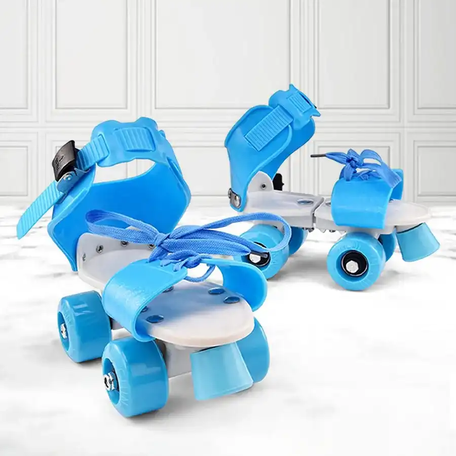 Adjustable inline roller skates designed for kids aged 4-12, promoting outdoor sports and active play.