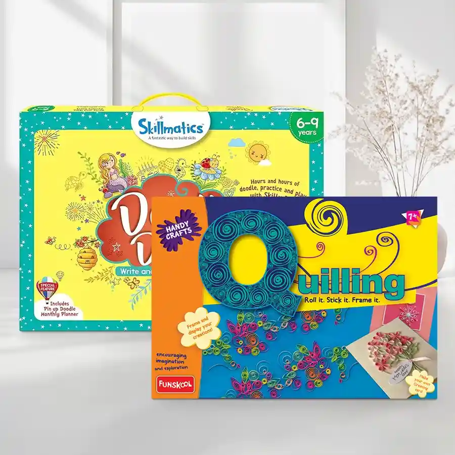 Quill & Doodle Creative Duo with Skillmatics Game and Funskool Quilling Art for kids 6 years and older.