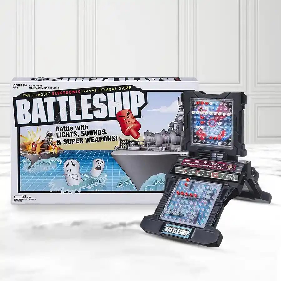 Hasbro Strategic Sea Clash Board Game for kids, featuring electronic gameplay for two players aged 8 and up.