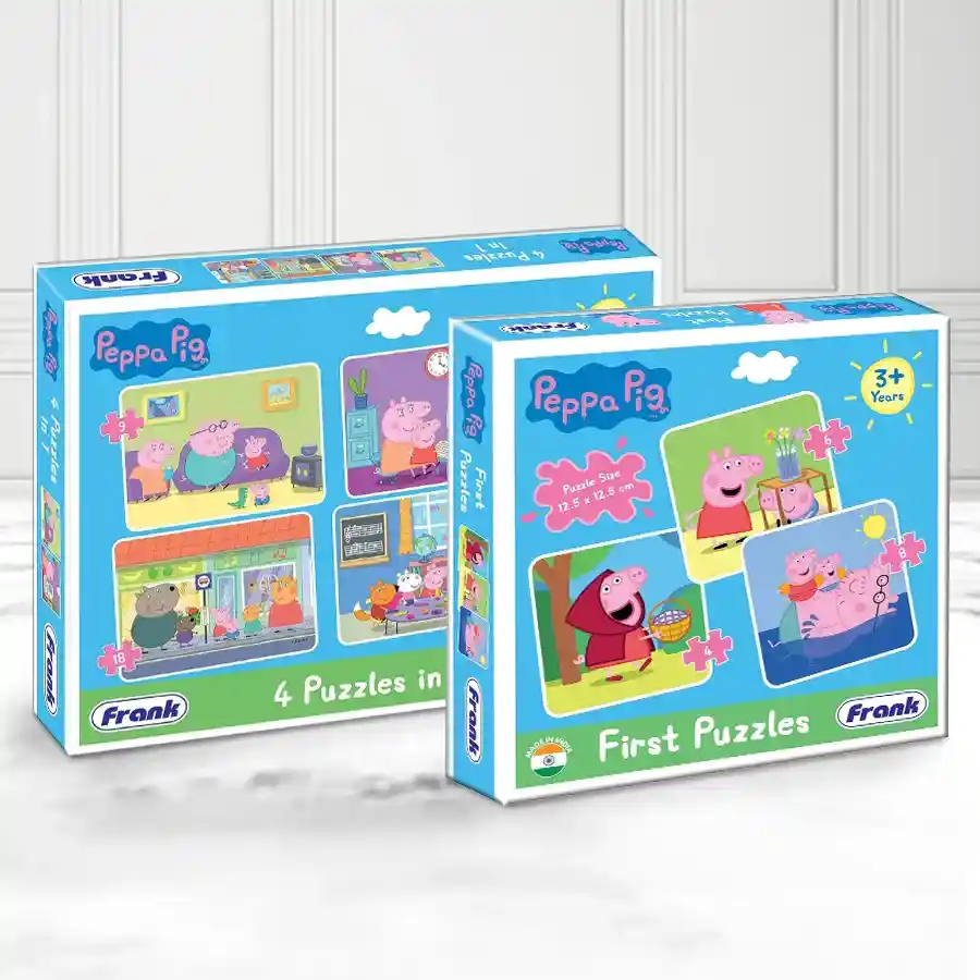 Wonderful Frank Peppa Pig Puzzle Set featuring 18 and 63 pieces for engaging indoor play and skill development for children.