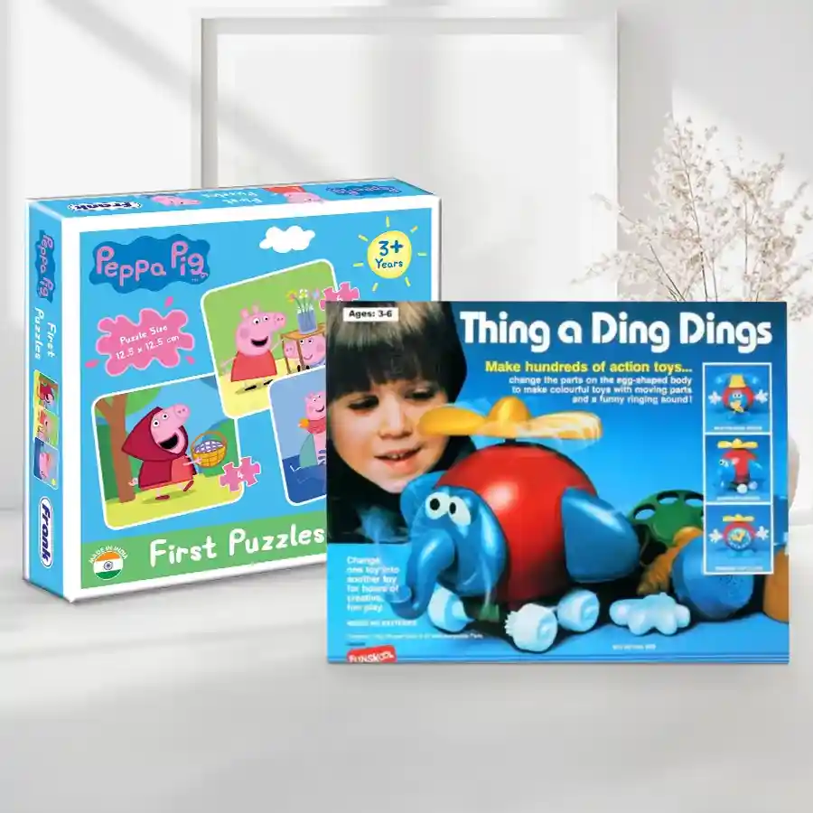 Peppa Pig Puzzle Playset with 18 colorful pieces for kids, promoting fine motor skills and creativity.