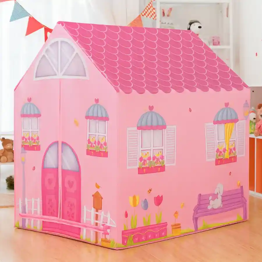 Brightly colored Fancy My Tent House for Girls, measuring 95cm x 75cm x 107cm, ideal for imaginative play and adventures.