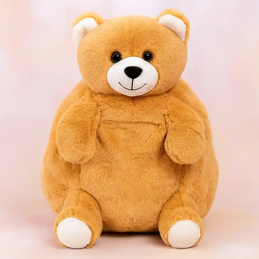 Adorable teddy-shaped soft toy school bag for kids, designed for carrying books and toys.