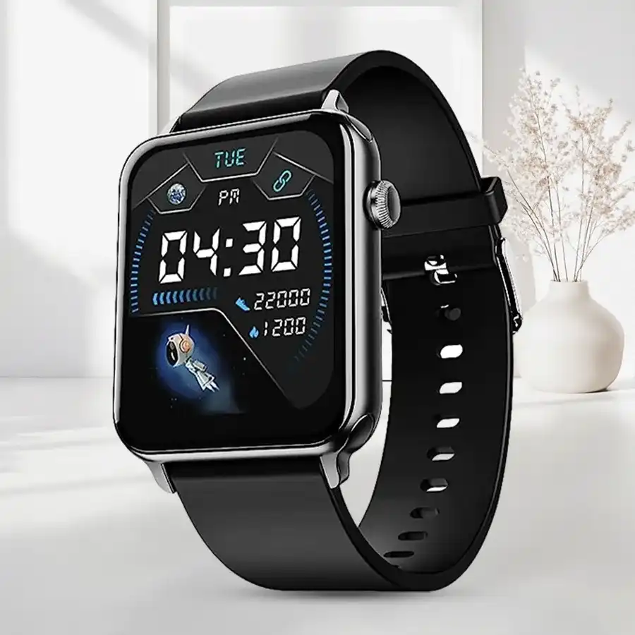boAt Wave Lite Sleek Metal Body Smartwatch in Active Black with fitness tracking features and customizable watch faces.