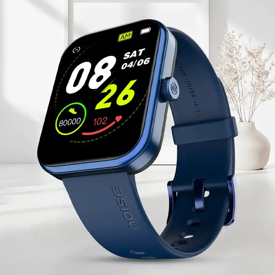 Beautiful Noise Colorfit Pulse 2 Max Smart Watch in blue with fitness tracking features.