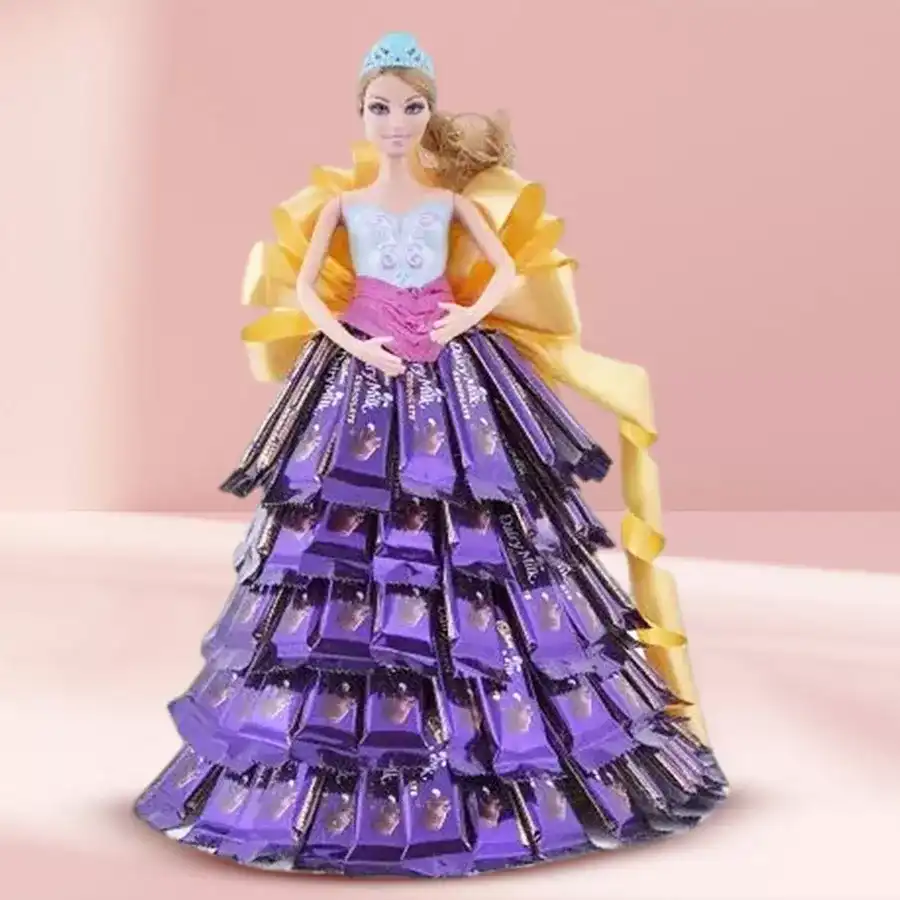 Exclusive doll decorated with 50 Cadbury Dairy Milk Chocolates, a unique gift for expressing affection.