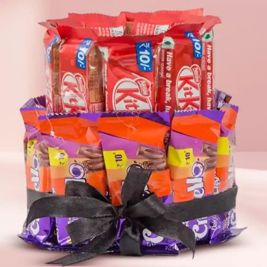 Double Delight Kitkat and Crispello chocolate bouquet arrangement.