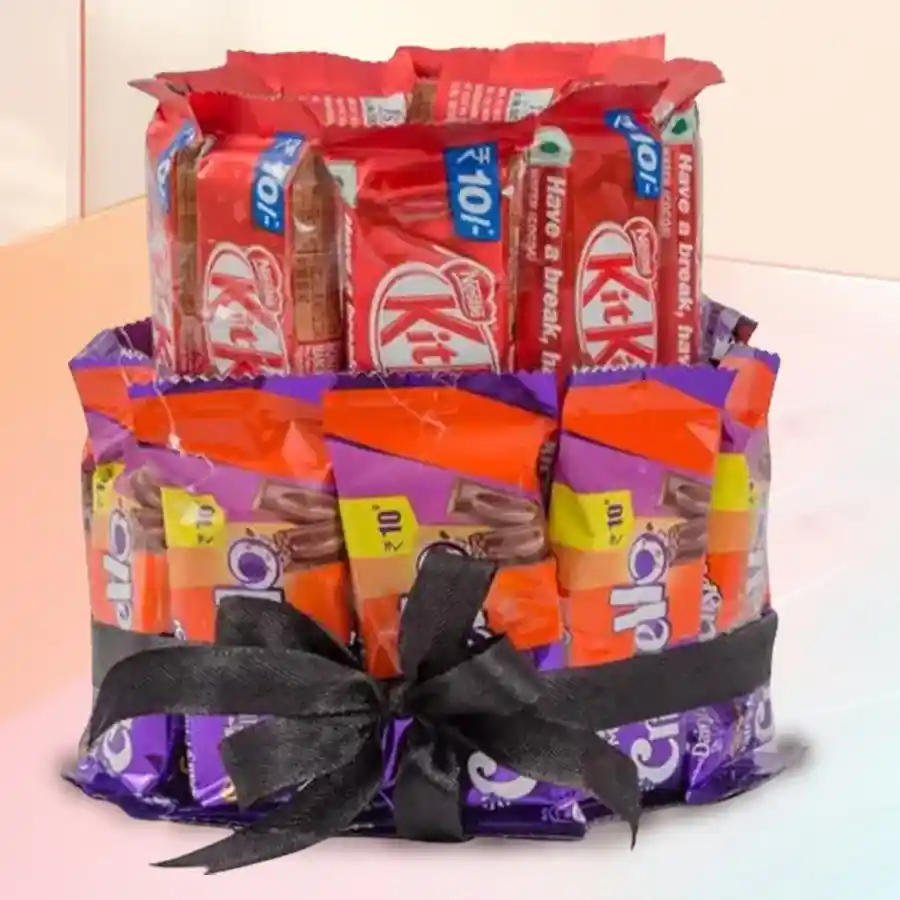 Indulgent bouquet featuring Nestle Kitkat and Cadbury Crispello chocolates.