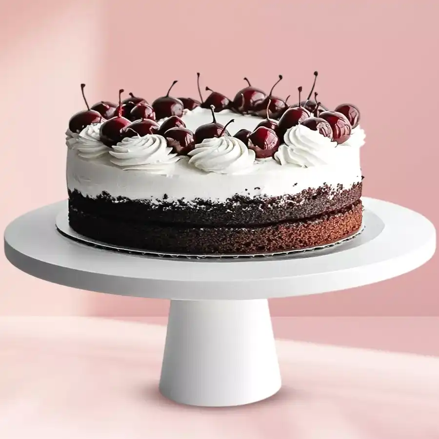 A 2.2 lbs Luscious Black Forest Celebration Cake from 5 Star Bakery, featuring soft cream layers, ideal for any special event.