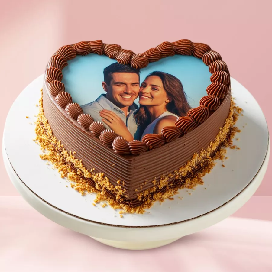Heartfelt Chocolate Photo Cake with personalized photo and rich ganache.