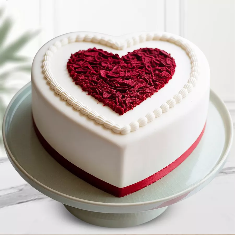 Fresh Baked 1 Lbs Heart Shaped Love Cake, perfect for celebrations and expressing love.