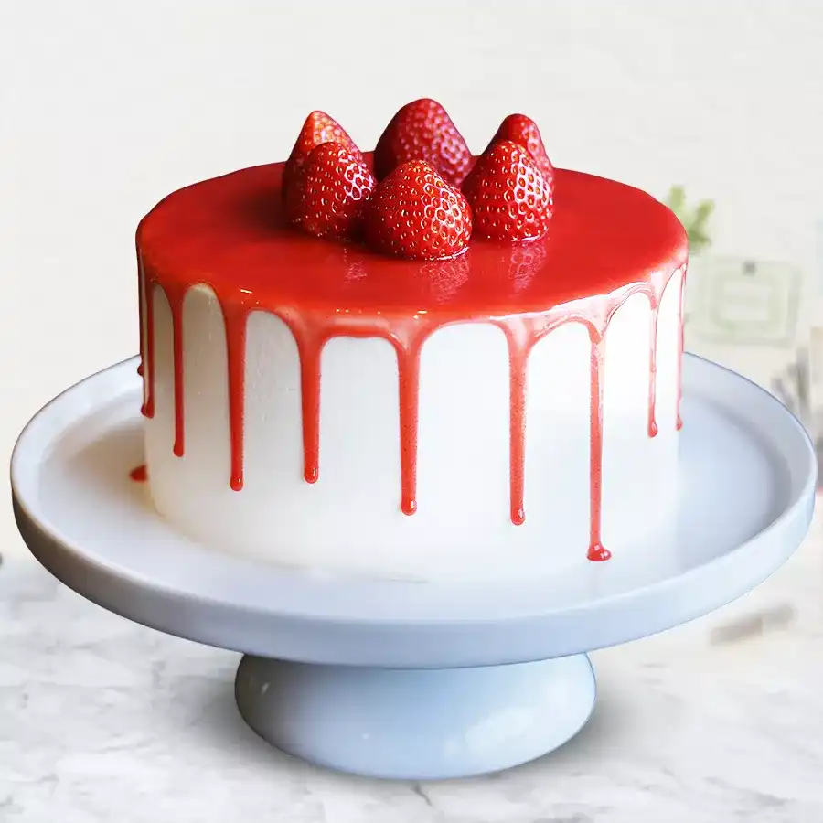 A 1 lb eggless strawberry cake, perfect for Mother's Day celebrations.