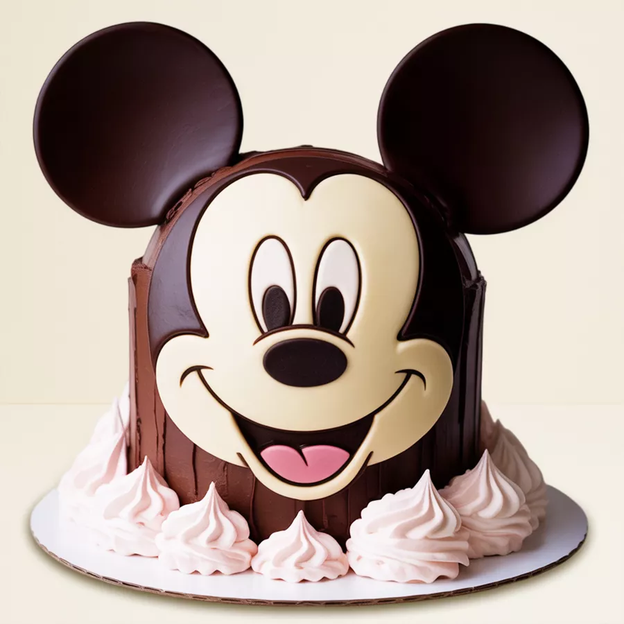 Mickey Mouse design chocolate cake with whipped cream, 3 kg.
