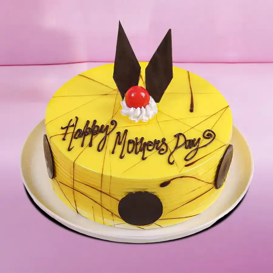 Joyous Pineapple Cake for Mother's Day, 500g round cake with "Happy Mother's Day" message.