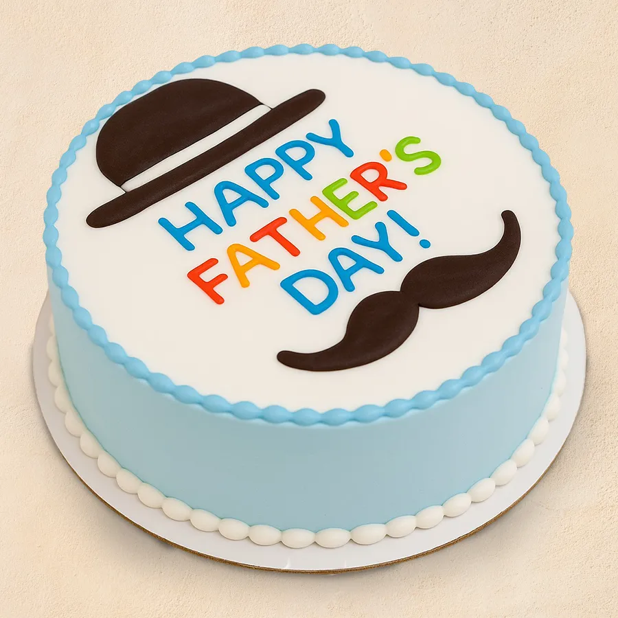 Classic Fathers Day Wishing Cake, a round White Forest cream cake ideal for celebrating Dad.
