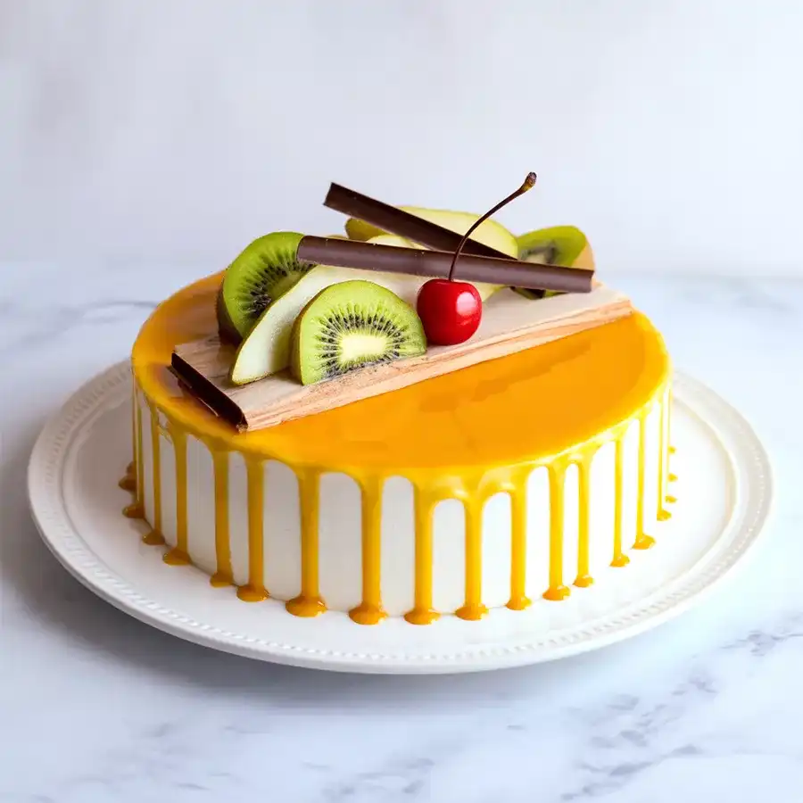 Fruity Bliss 1/2 Kg Cake featuring a delightful arrangement of fresh fruits.