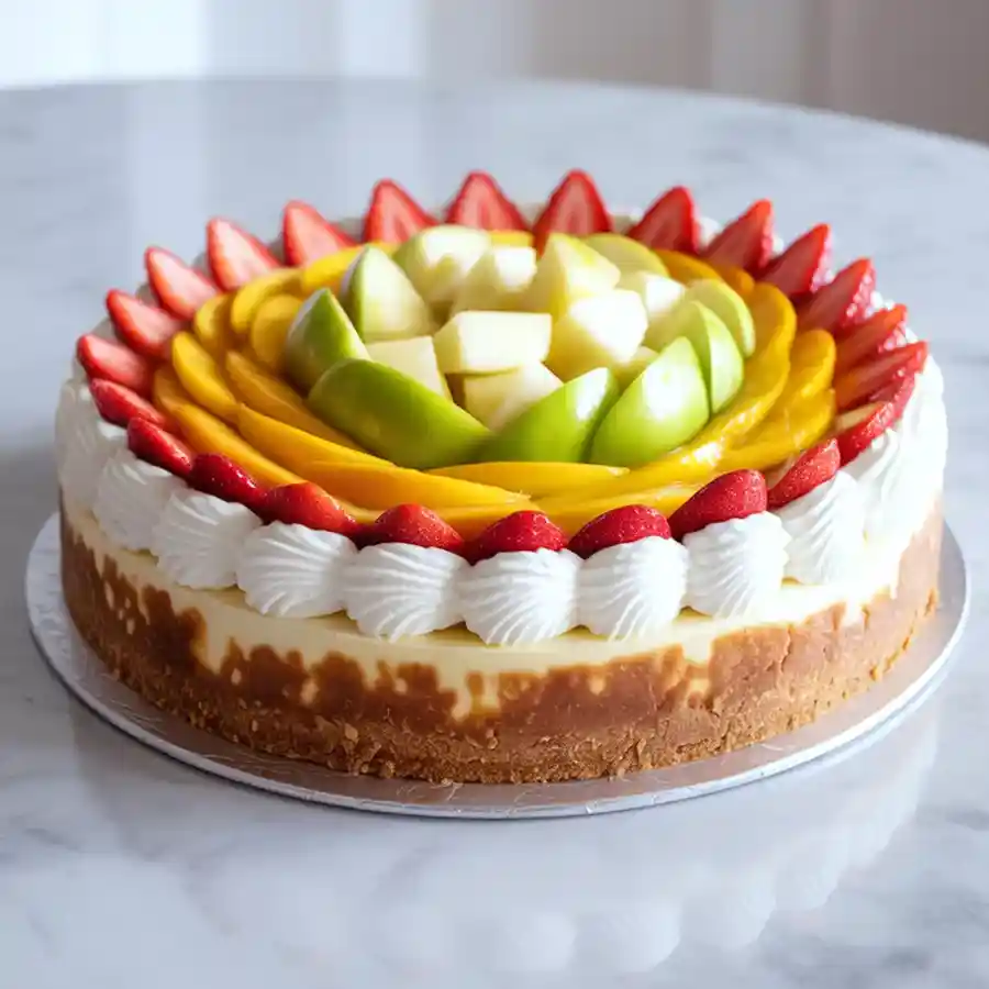 Love Infused 1 Kg Eggless Fresh Fruit Cake with fresh fruits, perfect for heartfelt gifting.