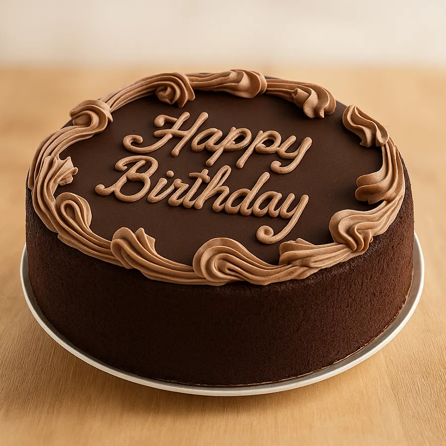Decadent 1 Lb chocolate cake from 3/4 Star Bakery, perfect for celebrations.