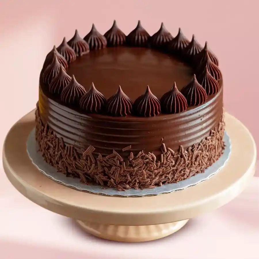 1 lb eggless chocolate cake from 3/4 Star Bakery, rich and moist, ideal for gifting.