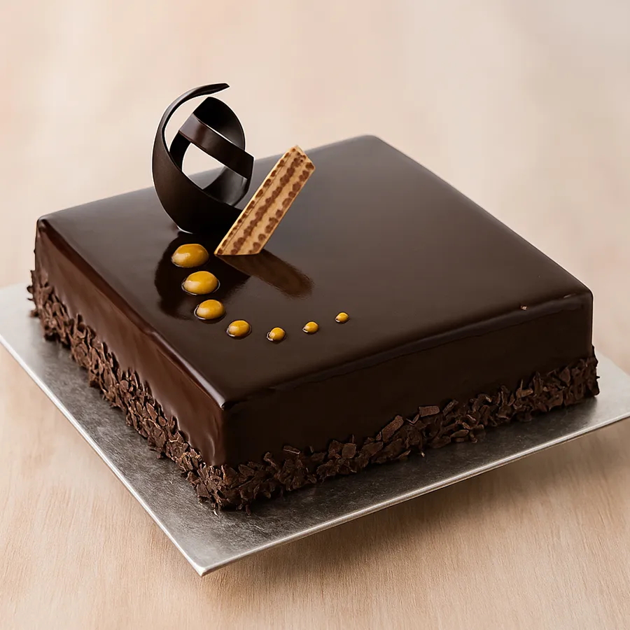 A delectable 1/2 kg Chocos Cake, freshly baked and ready to delight chocolate lovers.