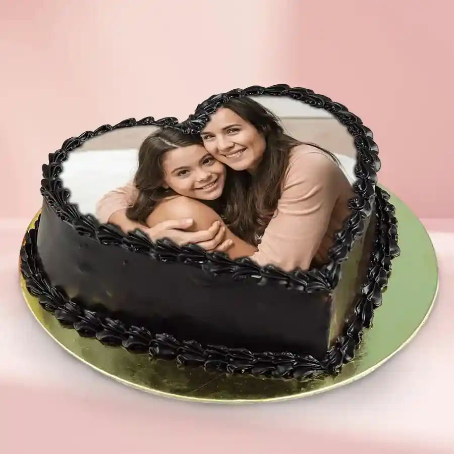 A 1 Kg Indulgent Chocolate Photo Cake featuring a customizable photo, perfect for celebrations and special moments.