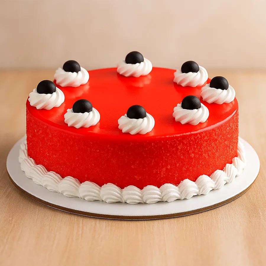 Oven-fresh 1 Lb Red Velvet Cake, perfect for gifting and celebrating special moments.