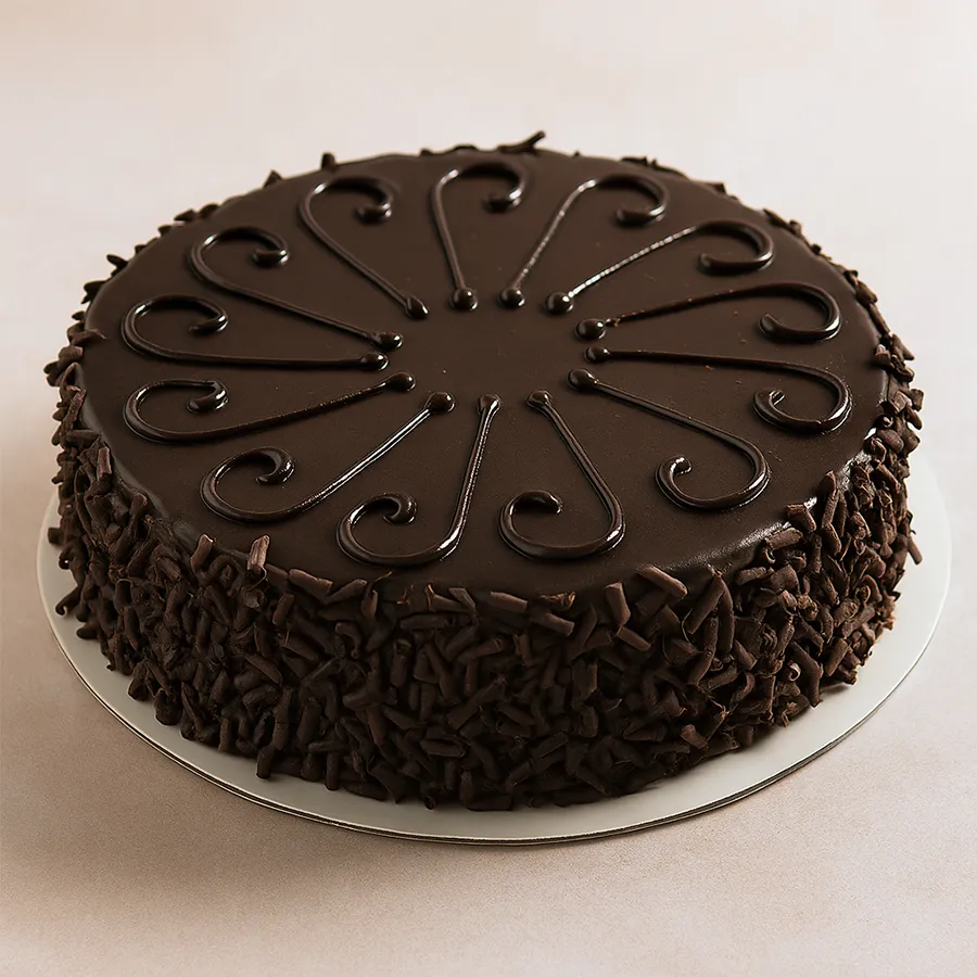 An inviting 1 lb eggless chocolate birthday cake, perfect for celebrations.