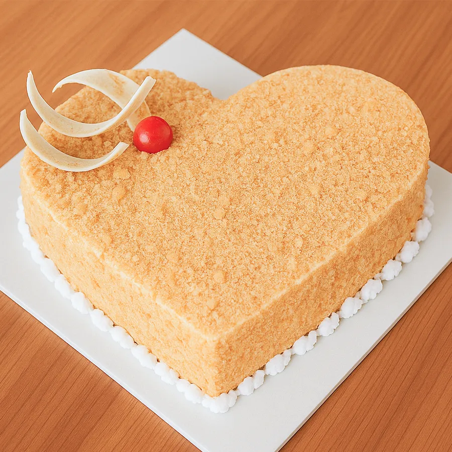 Heart Shape Butter Scotch Cake weighing 500 grams, perfect for celebrations.