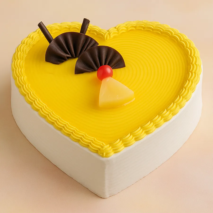 Heart-Shaped Pineapple Cake weighing 500 grams, symbolizing love and affection.