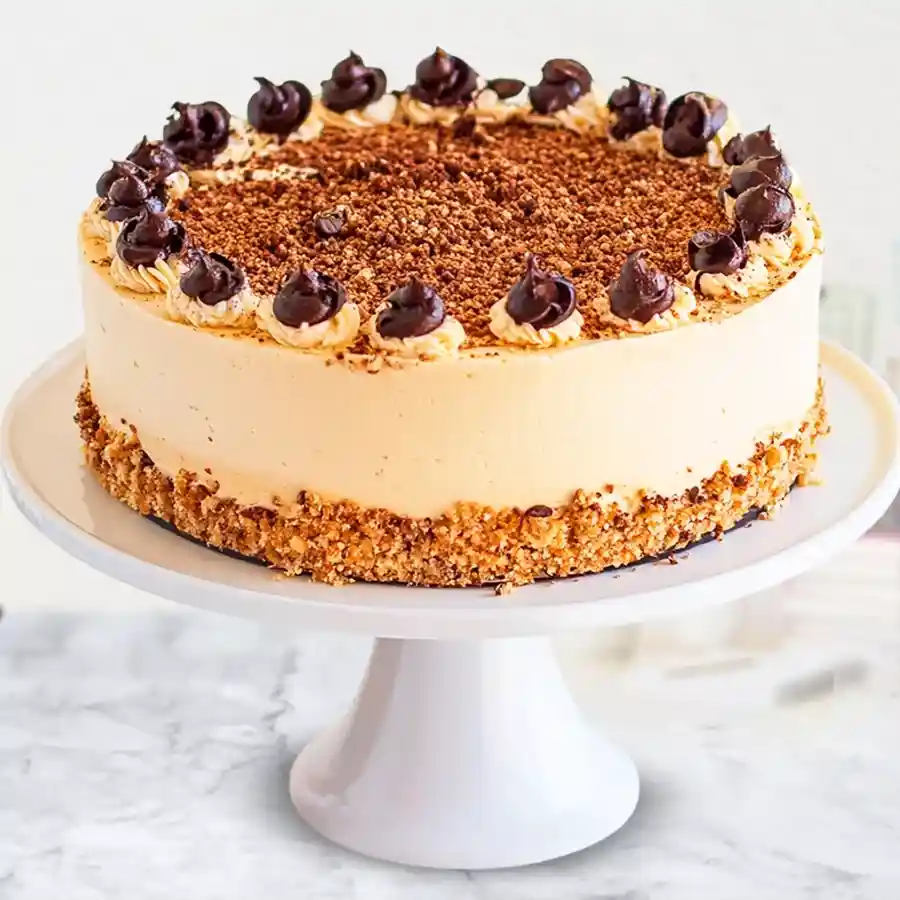 A mouth-watering eggless butterscotch cake, perfect for Mother's Day celebrations.
