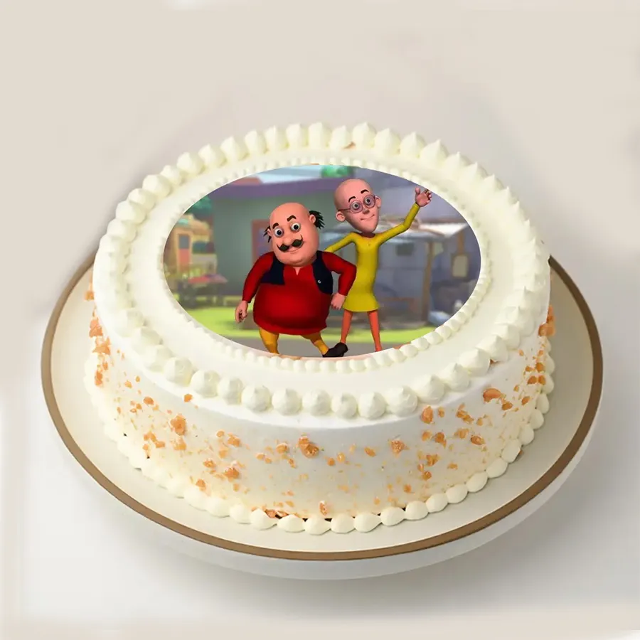 A delicious Motu Patlu themed photo cake weighing 500 grams, perfect for kids' celebrations.