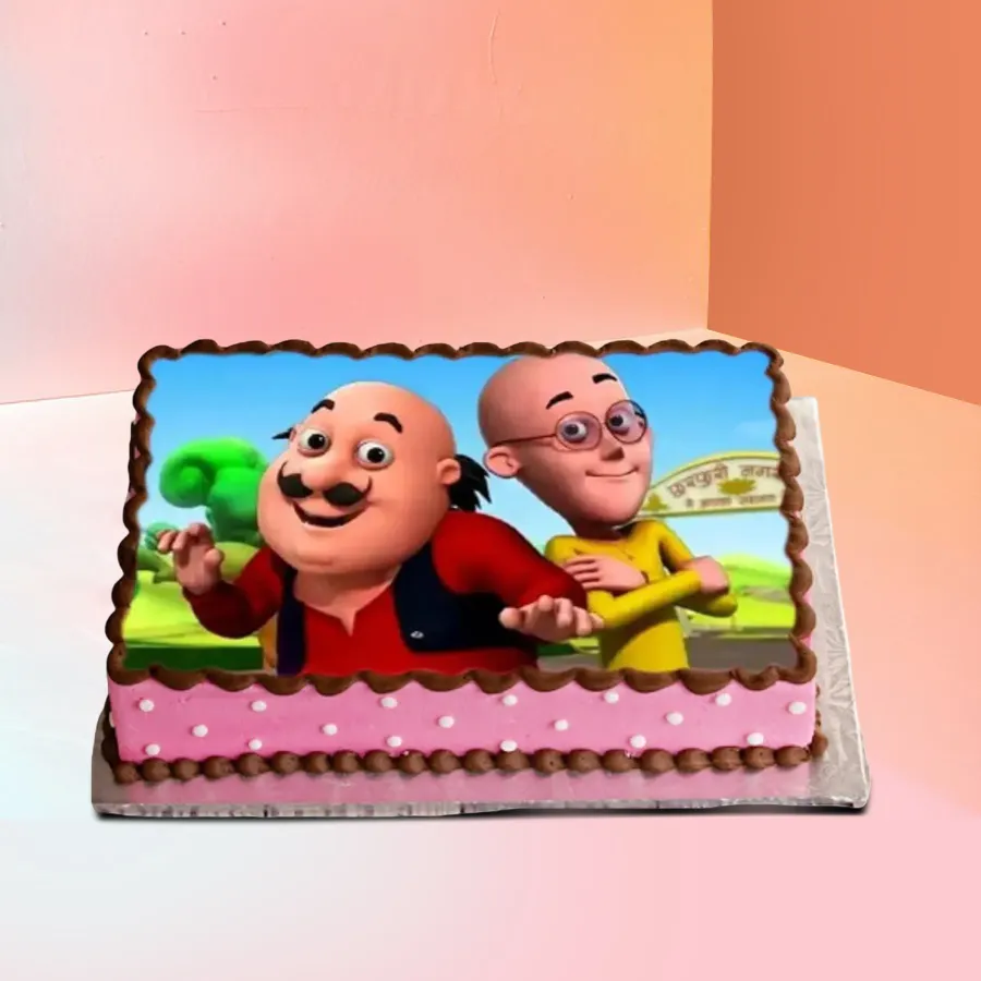 Motu Patlu Photo Cake for kids, perfect for celebrations.