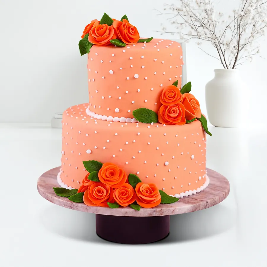 An irresistible 2 Tier Wedding Cake designed for celebrations, weighing 5 Kg, perfect for creating joyful memories.
