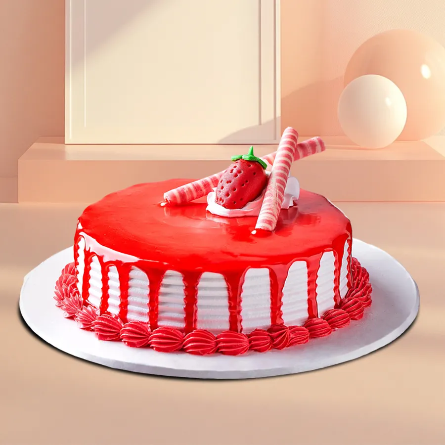 Eggless strawberry cake, a sweet surprise for Mom.