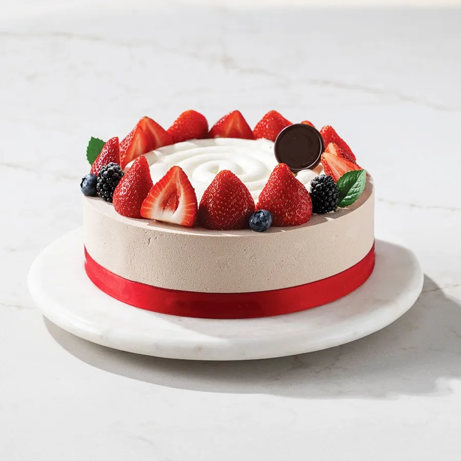 Celebratory Strawberry Cake, a delightful 1 lb treat for anniversaries, featuring rich strawberry flavor and a touch of love.