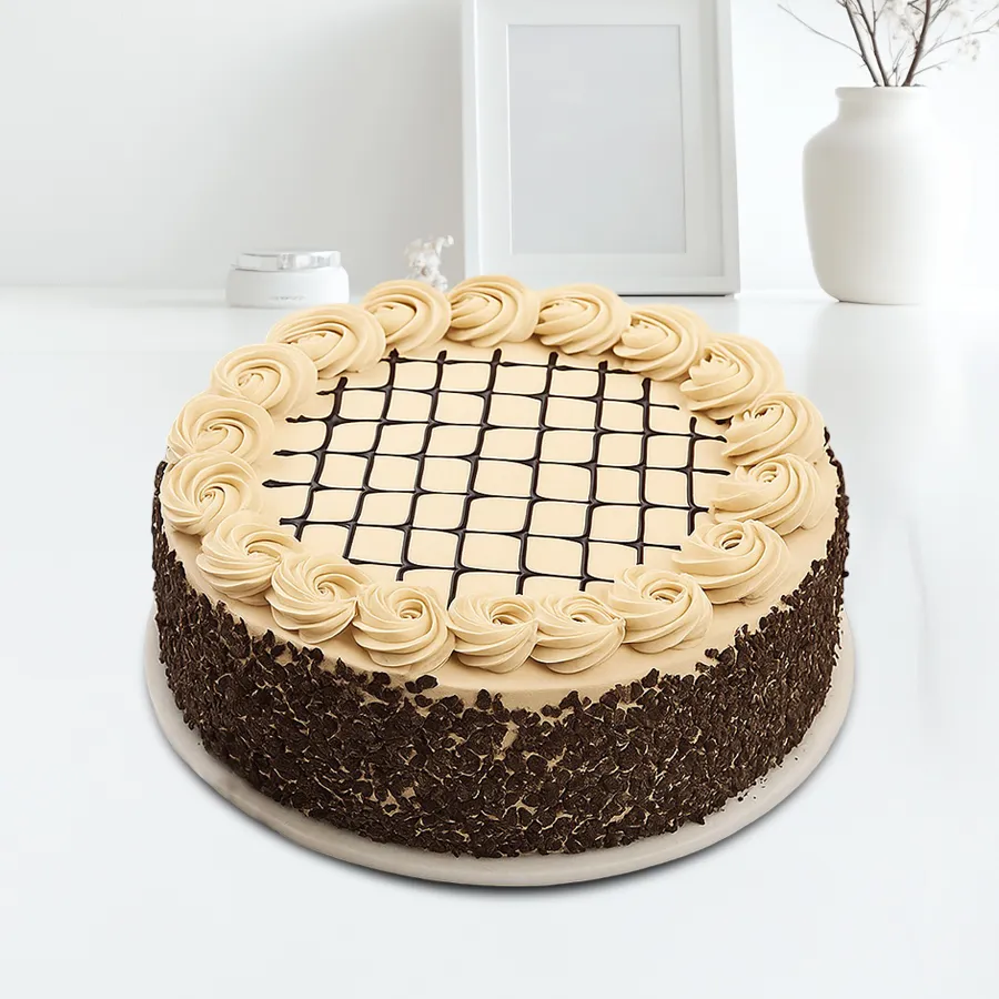 A beautifully crafted 1/2 kg Coffee Mania Cake, perfect for coffee lovers, designed to bring happiness and joy.