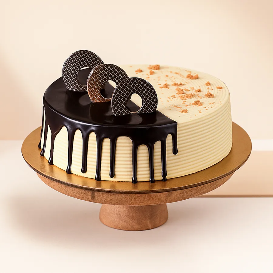 La Chocolate's Buttery Bliss Chocolate Cake with butterscotch filling and ganache drizzle.