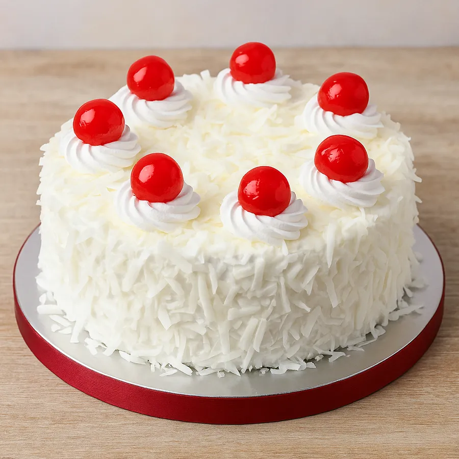 1/2 kg White Forest Cake, a perfect gift for loved ones.